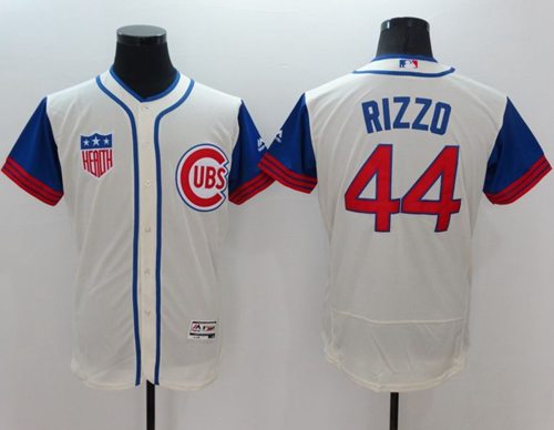 Cubs #44 Anthony Rizzo Cream/Blue Flexbase Authentic Collection 1942 Turn Back The Clock Stitched MLB Jersey - Click Image to Close